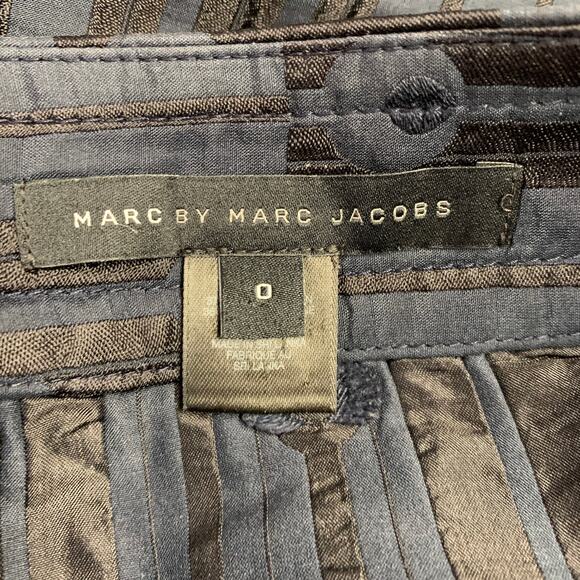 MARC by MARC JACOBS Size 0 Navy Black Cotton Blend Geometric Buttoned Midi Skirt - Picture 4 of 5